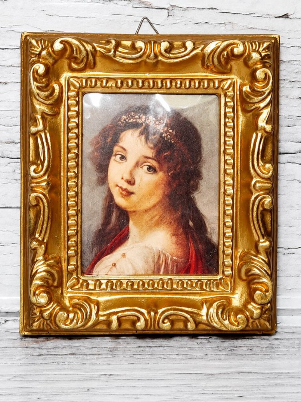 Vigee Le Brun Portrait of Julie Made in Italy Florentine Gold Framed Miniature